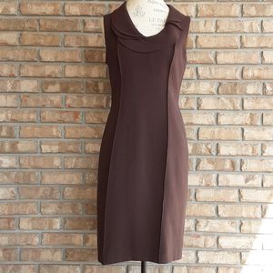 David Meister Brown Sleeveless Careerware Dress Size 8.